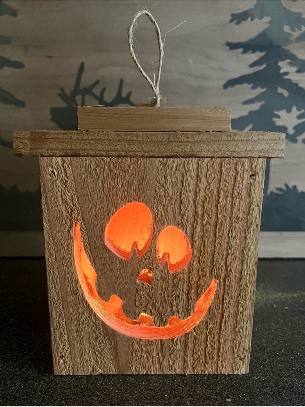 Wooden Jack-O'-Lantern Lantern